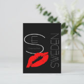 Grüße aus Schweden Red Lipstick Liebe Kiss Black Postkarte (Stehend Vorderseite)