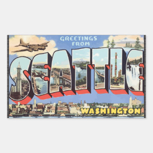 Grüße aus Seattle Washington, Vintage Rechteckiger Aufkleber