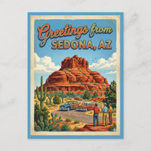 Grüße aus Sedona Arizona Bell Rock Retro 1950 Postkarte