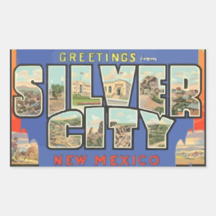 Grüße aus Silver City New Mexico , Vintage Rechteckiger Aufkleber