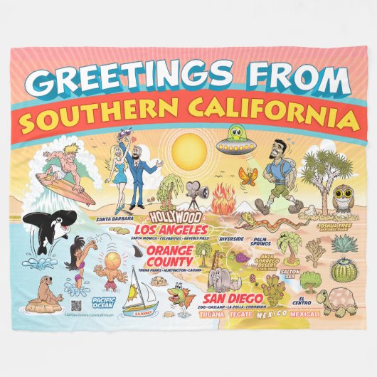 Grüße aus SoCal Fleece Blanket (Vorderseite (Horizontal))