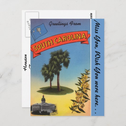 Grüße aus South Carolina Postkarte (Vorne/Hinten)