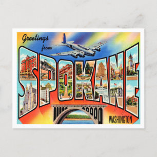 Grüße aus Spokane, Washington Vintage Reise Postkarte