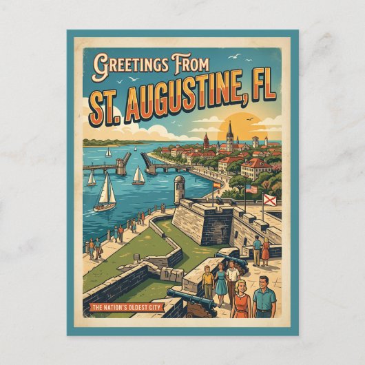 Grüße aus St. Augustine Retro Postkarte (Vorderseite)