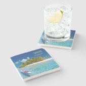 Grüße aus Tahiti Steinuntersetzer (Seitenansicht)