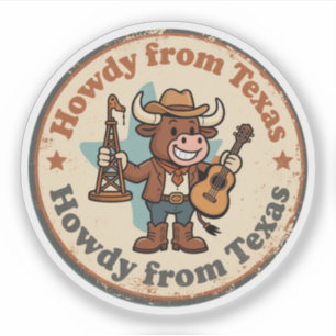 Grüße aus Texas_ Retro Longhorn Western Kunstwerk Aufkleber
