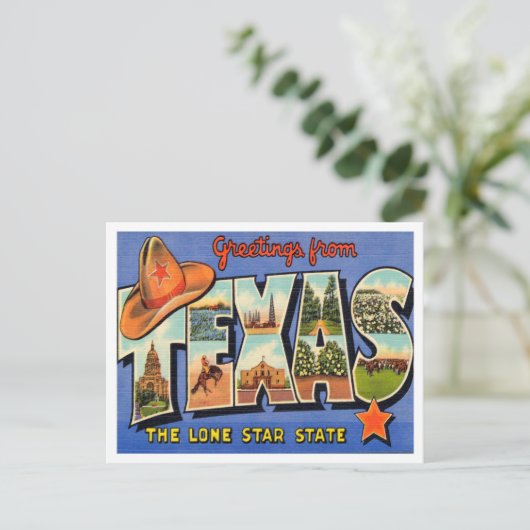 Grüße aus Texas, The Lone Star Staat Travel Postkarte (Stehend Vorderseite)