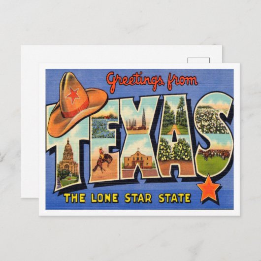 Grüße aus Texas, The Lone Star Staat Travel Postkarte (Vorne/Hinten)