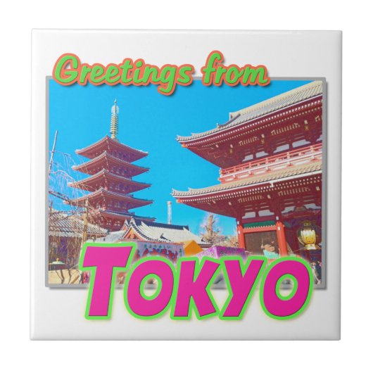 "Grüße aus Tokio" Tile Fliese (Vorderseite)
