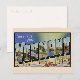 Grüße aus Vermont Großer Buchstabe Vintage Postkarte
