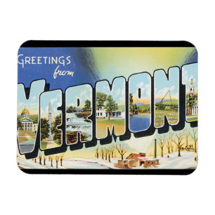 Grüße aus Vermont_Vintage Reiseplakat Magnet