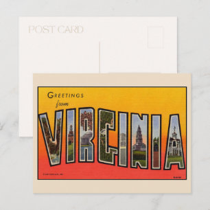 Grüße aus Virginia Grossbuchstaben Vintag Postkarte