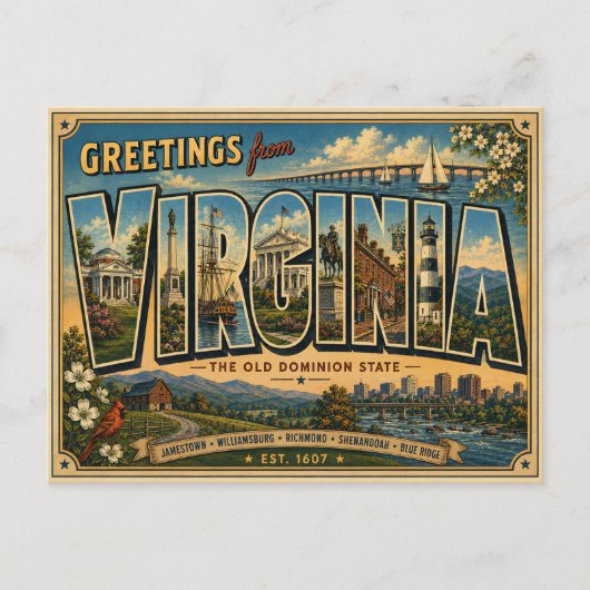 Grüße aus Virginia Postkarte (Vorderseite)