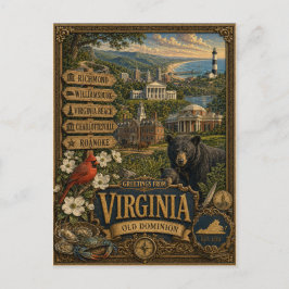 Grüße aus Virginia | Vintage Retro Kunst Postkarte