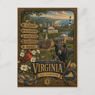 Grüße aus Virginia Vintage Retro Kunst Postkarte