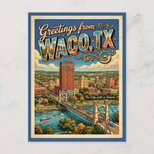 Grüße aus Waco Texas im Vintage-Stil Postkarte 
