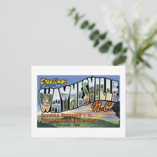 Grüße aus Waynesville, North Carolina! Postkarte (Stehend Vorderseite)