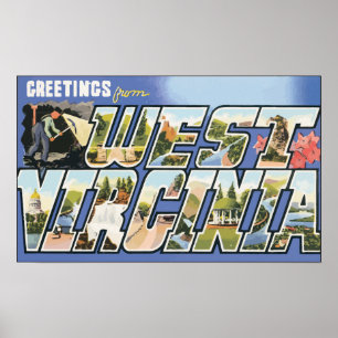 Grüße aus West Virginia, Vintag Poster