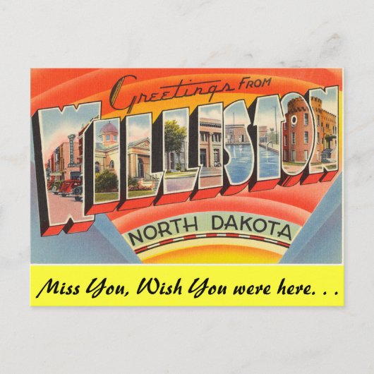 Grüße aus Williston Postkarte (Vorderseite)