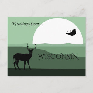 Grüße aus Wisconsin Üppige Grüne Erdtöne Postkarte