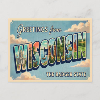 Grüße aus Wisconsin Vintage Travel Postkarte