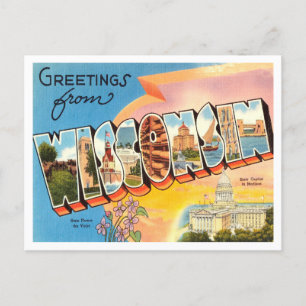 Grüße aus Wisconsin Vintage Travel Postkarte