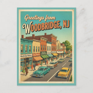 Grüße aus Woodbridge NJ im Vintage-Stil Postkarte