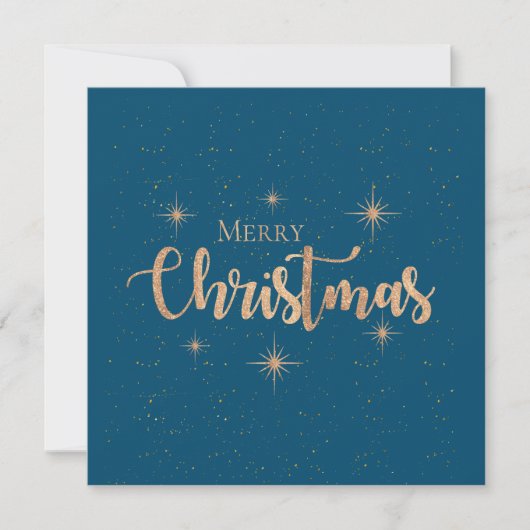 Grüße Blue Gold Typografie Frohe Weihnachten Karte (Vorderseite)