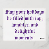 "Grüße der Jahreszeit" Folien Feiertagspostkarte (Rückseite)