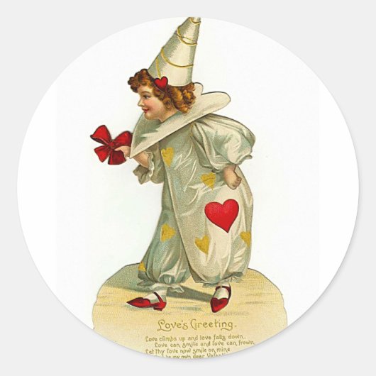 Grüße der Liebe - Vintager Valentinsticker Runder Aufkleber (Vorderseite)