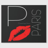 Grüße der Roten Lipstick Kiss Liebe von Paris Geschenkpapier (Flach)