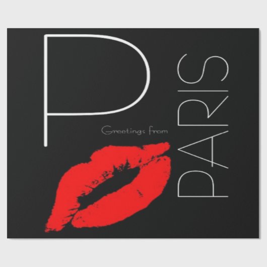 Grüße der Roten Lipstick Kiss Liebe von Paris Geschenkpapier (Flach)
