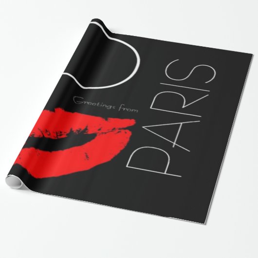 Grüße der Roten Lipstick Kiss Liebe von Paris Geschenkpapier (Ungerollt)