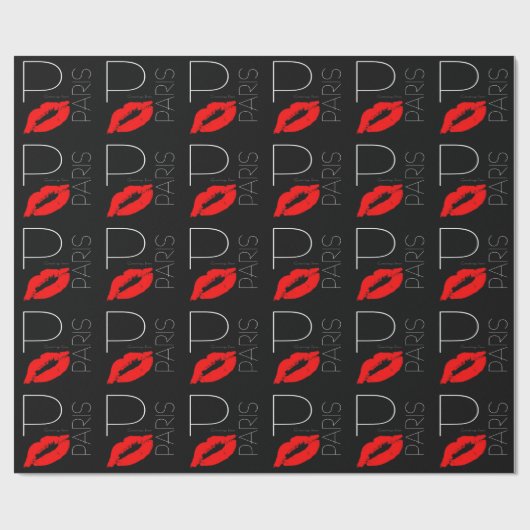 Grüße der Roten Lipstick Kiss Liebe von Paris Geschenkpapier (Flach)