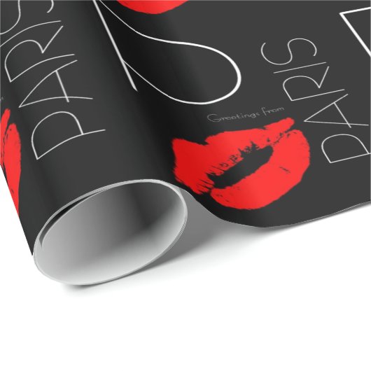 Grüße der Roten Lipstick Kiss Liebe von Paris Geschenkpapier (Rolleneckpunkt)