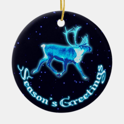 Grüße der Saison - Blaue Karibik (Reindeer) Keramikornament (Vorne)