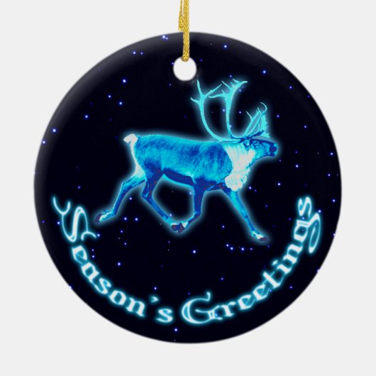 Grüße der Saison - Blaue Karibik (Reindeer) Keramikornament (Hinten)