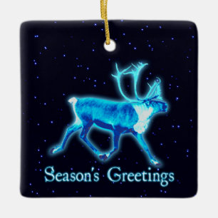 Grüße der Saison - Blaue Karibik (Reindeer) Keramikornament