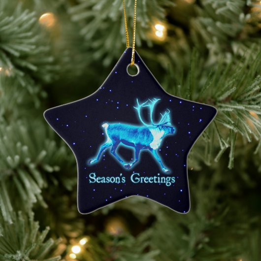 Grüße der Saison - Blaue Karibik (Reindeer) Keramikornament (Baum)