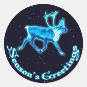 Grüße der Saison - Blaue Karibik (Reindeer) Runder Aufkleber