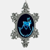 Grüße der Saison - Blaue Karibik (Reindeer) Schneeflocken Zinn-Ornament (Links)