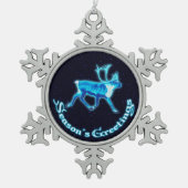 Grüße der Saison - Blaue Karibik (Reindeer) Schneeflocken Zinn-Ornament (Vorderseite)