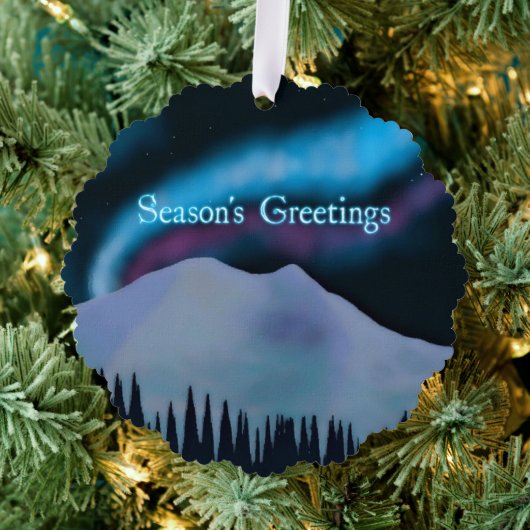 Grüße der Saison - Blue Aurora Ornament Karte (Insitu (Baum))