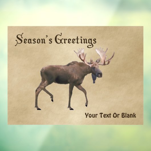 Grüße der Saison - Bull Moose auf altem Papier Fensteraufkleber (Blatt 3)