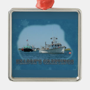 Grüße der Saison - Chatham Harbour Boats Silbernes Ornament