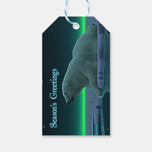 Grüße der Saison - Eiskantenpolarbär Geschenkanhänger (Vorderseite)