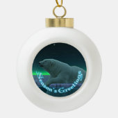 Grüße der Saison - Eiskantenpolarbär Keramik Kugel-Ornament (Vorderseite)