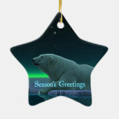 Grüße der Saison - Eiskantenpolarbär Keramik Ornament (Hinten)