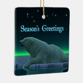 Grüße der Saison - Eiskantenpolarbär Keramikornament (Rechts)