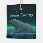 Grüße der Saison - Eiskantenpolarbär Keramikornament (Links)